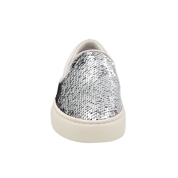 Tory Burch Women Carter US 6M Slip On Sneakers Silver Sequins Snow White - Picture 7 of 9